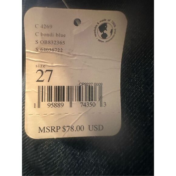 Free People Maggie Mid-Rise Straight Leg Bondi Blue size 27 cropped new - Picture 6 of 7